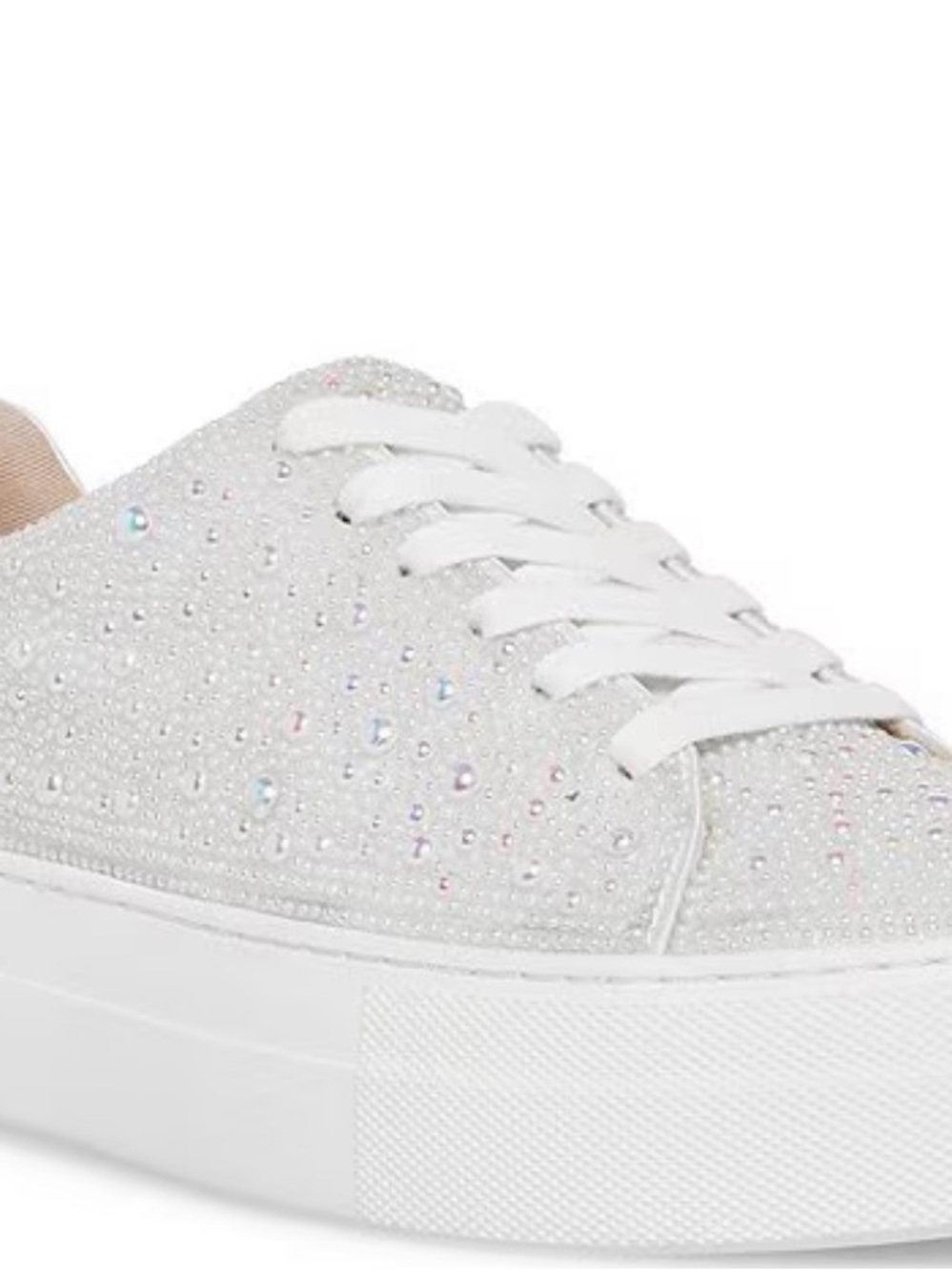 Betsey Johnson Suton White and Iridescent Pearl Embellished Platform Sneaker